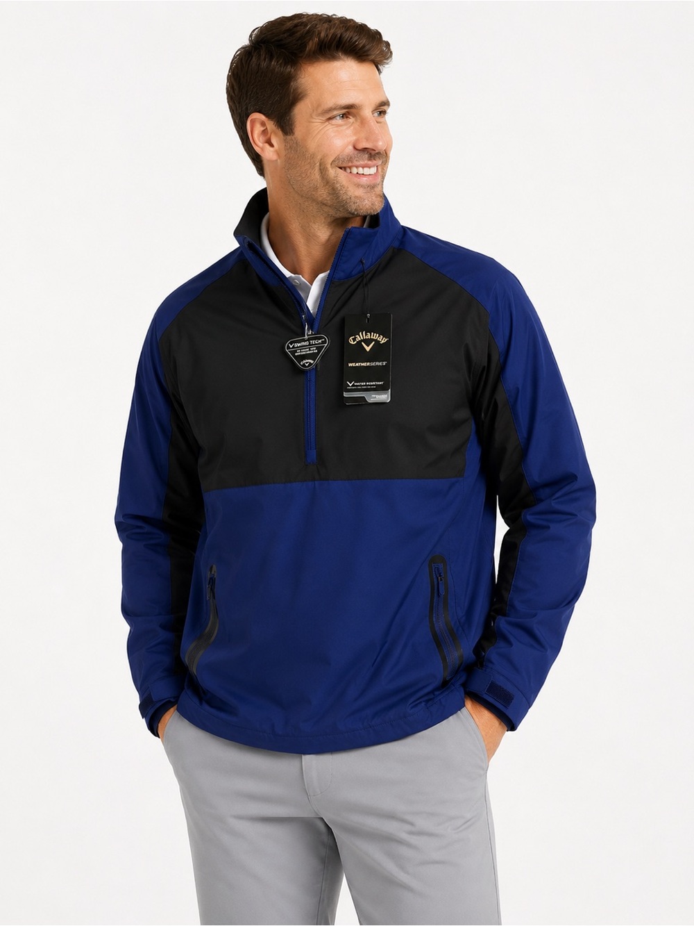 Callaway WeatherSeries Men’s Golf Rain Jacket Windbreaker BlueBlack Sz Large NWT